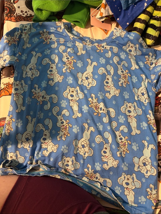 Other - Blue Puppy Print Short Sleeve Top